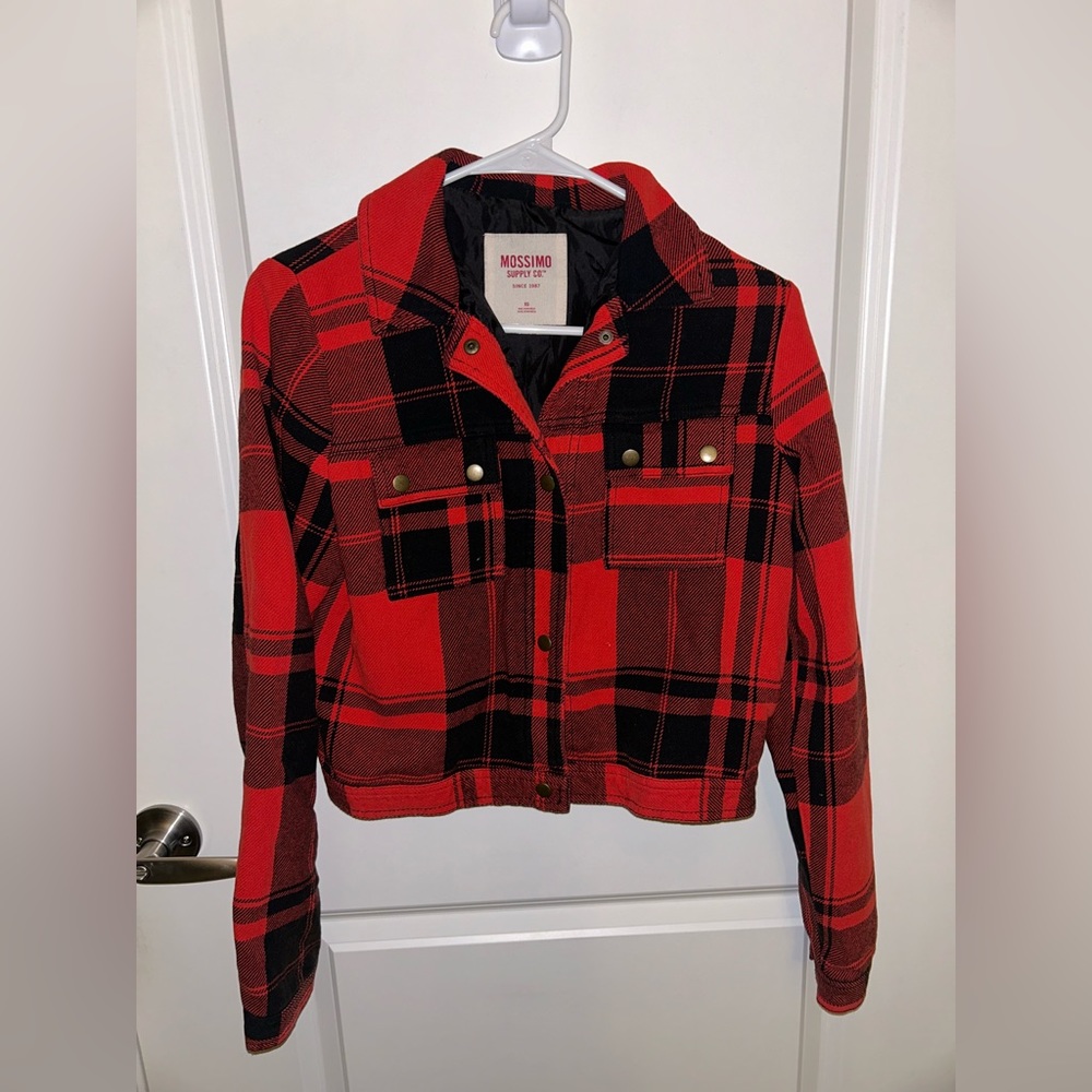 Red Plaid Cropped Jacket